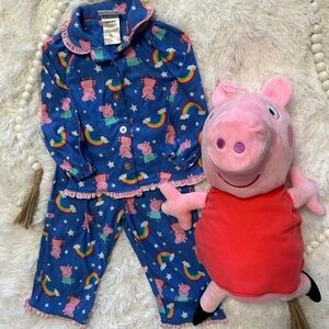 Blue Peppa Pig Pajama Set with Large Plush Peppa Pig